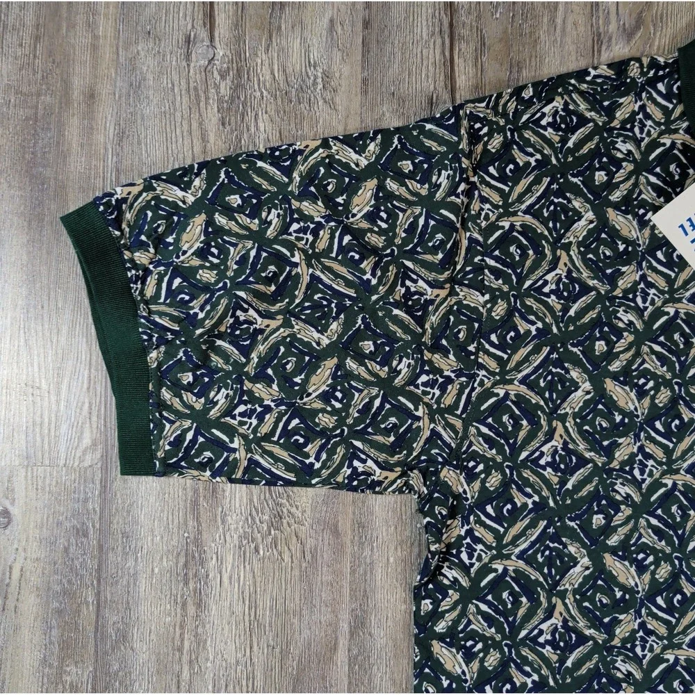 NOS Vintage Super Sports Golf Apparel Geometric Polo Shirt Green Men's XL NWT